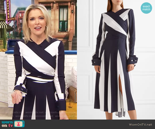Monse Wrap-effect striped stretch-silk midi dress worn by Megyn Kelly on Today