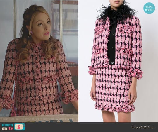 Moschino Embroidered Blazer worn by Fallon Carrington (Elizabeth Gillies) on Dynasty