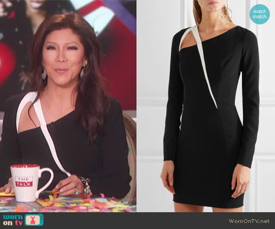 Mugler Cutout two-tone crepe mini dress worn by Julie Chen on The Talk
