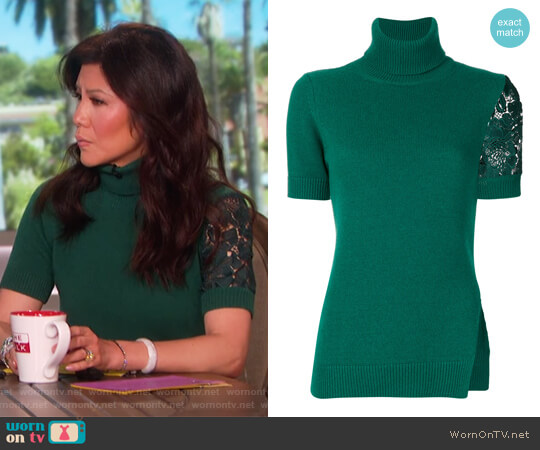 Nº21 Lace Insert Turtleneck Blouse worn by Julie Chen on The Talk