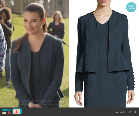 Nanette Lepore Ava Zip-Front Textured Knit Jacket worn by Valentina Barella (Lea Michele) on The Mayor