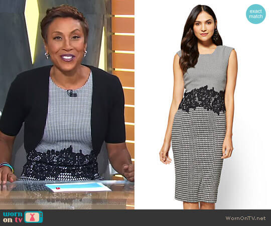 New York & Company Lace-Accent Sheath Dress - 7th Avenue worn by Robin Roberts on Good Morning America