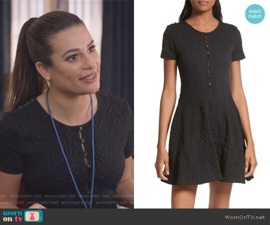 Opening Ceremony Desert Jacquard Flare Dress worn by Valentina Barella (Lea Michele) on The Mayor