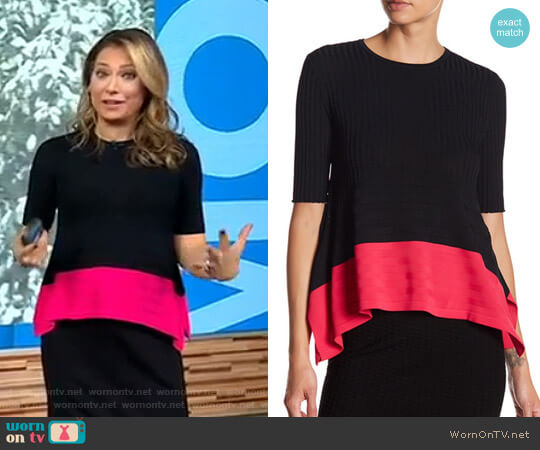 Opening Ceremony Linear Delta Colorblock Blouse worn by Ginger Zee on Good Morning America