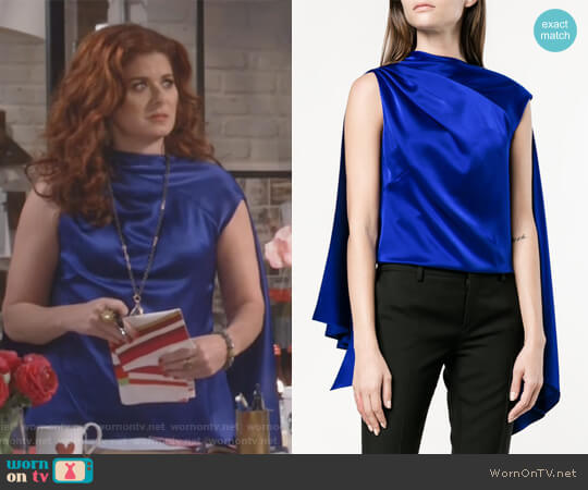 OSMAN Adena Sleeveless Scarf Top worn by Grace Adler (Debra Messing) on Will and Grace