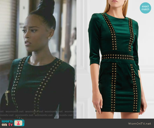 Pierre Balmain Embellished stretch cotton-blend velvet mini dress worn by Tiana Brown (Serayah McNeill) on Empire