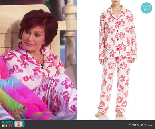 PJ Salvage Lips Flannel PJ Set worn by Sharon Osbourne on The Talk