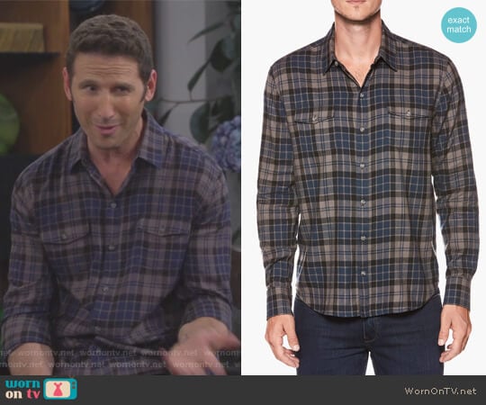 Paige Everett Shirt Blue Ashes Lance Plaid worn by Josh Roberts (Mark Feuerstein) on 9JKL