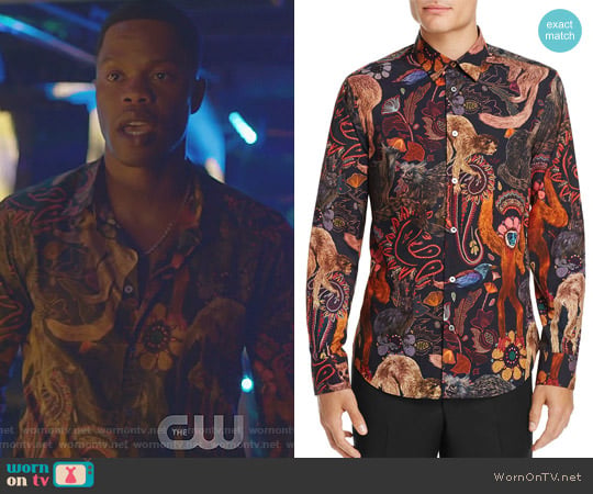 Paul Smith Monkey Print Slim Fit Button-Down Shirt worn by Jeff Colby (Sam Adegoke) on Dynasty