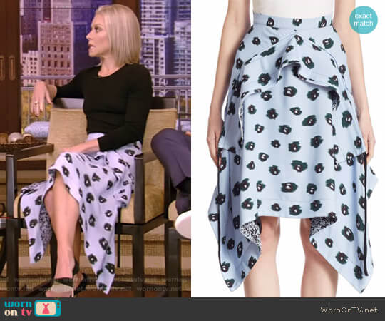 Proenza Schouler Draped Printed Skirt worn by Kelly Ripa on Live with Kelly and Mark