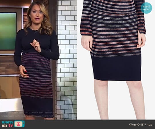 RACHEL Rachel Roy Space-Dyed Striped Pencil Skirt worn by Ginger Zee on Good Morning America