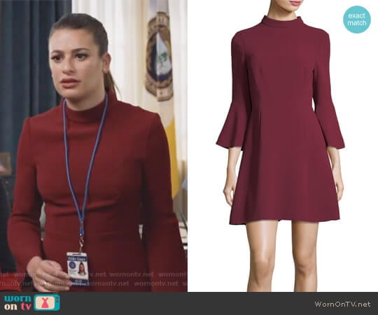 Rachel Zoe Califa Mock-Neck Bell-Sleeve Crepe Mini Dress worn by Valentina Barella (Lea Michele) on The Mayor