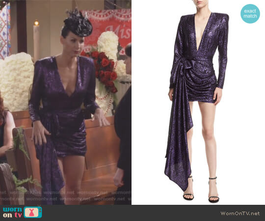 Redemption Plunging Metallic Jacquard Dress