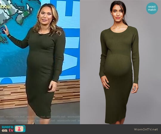 Ripe Maternity Rib Knit Bodycon Maternity Dress worn by Ginger Zee on Good Morning America