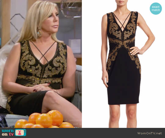 Roberto Cavalli Beaded V-Neck Dress worn by Vicki Gunvalson on The Real Housewives of Orange County