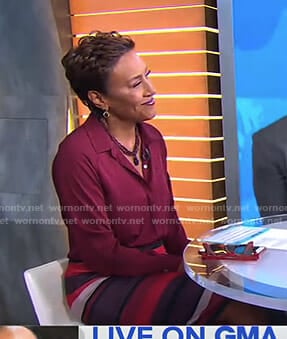 Robin’s red striped pencil skirt on Good Morning America