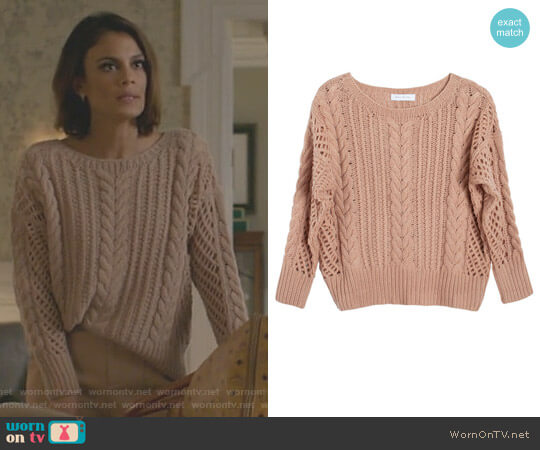 Ryan Roche Cashmere Fishermans Sweater worn by Cristal Flores (Nathalie Kelley) on Dynasty