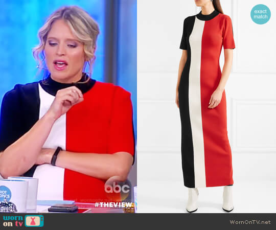 Solace London Clemence color-block stretch-knit dress worn by Sara Haines on The View