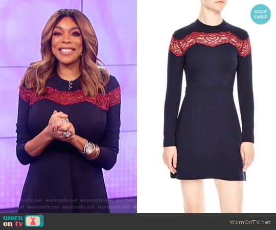 Sandro Jaisy Lace Inset A-Line Dress worn by Wendy Williams on The Wendy Williams Show