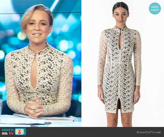 Santina Nicole Aurora Embroidered Keyhole Dress worn by Carrie Bickmore on The Project