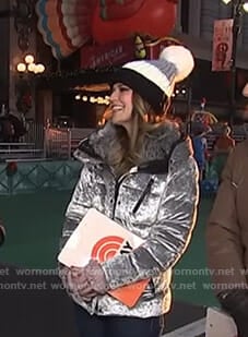 Savannah’s silver velvet down jacket on Today