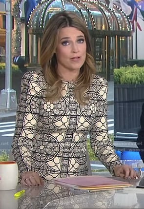 Savannah’s white floral long sleeve dress on Today