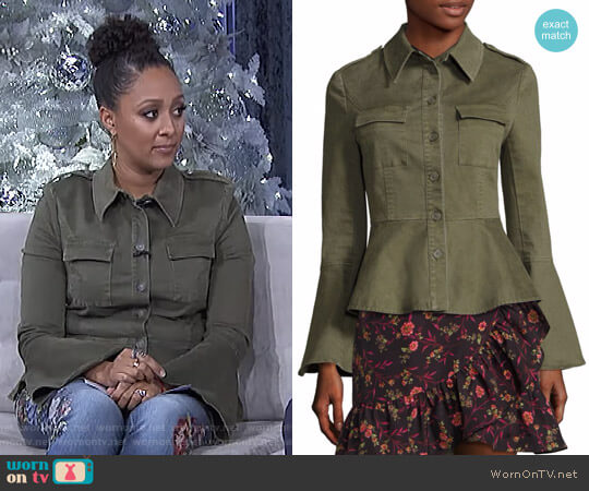 Scripted Military Peplum Jacket worn by Tamera Mowry on The Real