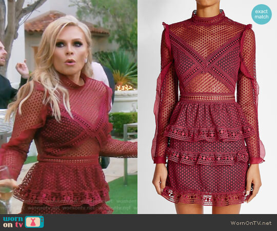 Self-Portrait Red Lace Mini Dress worn by Tamra Judge on The Real Housewives of Orange County