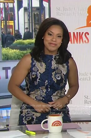 Sheinelle’s blue floral embroidered lace dress on Today