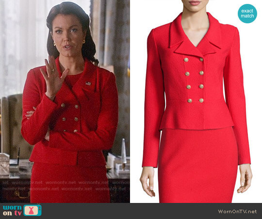 St John Collection Spencer Nouveau Bouclé Knit Double Breasted Jacket worn by Mellie Grant (Bellamy Young) on Scandal