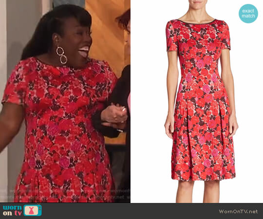 St. John Floral-Print Boatneck Dress worn by Sheryl Underwood on The Talk