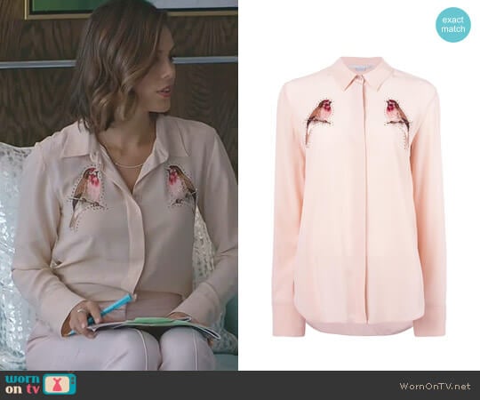 Stella McCartney Embroidered Robin Crystal Shirt worn by Cristal Flores (Nathalie Kelley) on Dynasty