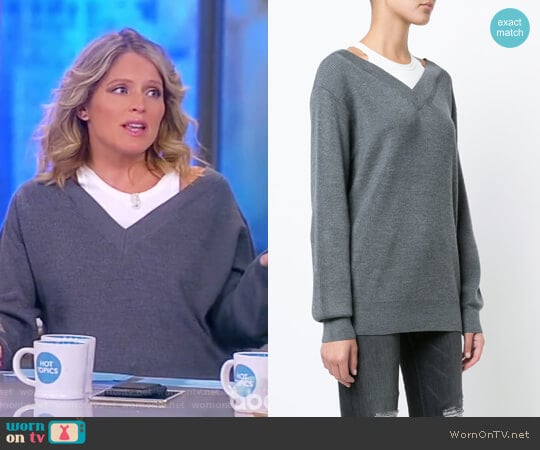 T by Alexander Wang Dual Layered Bardot Sweater worn by Sara Haines on The View