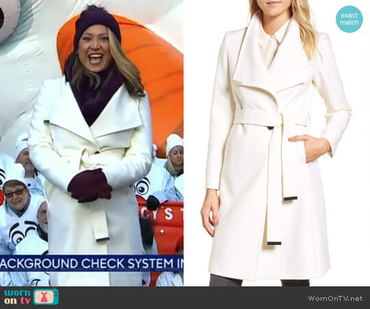 Ted Baker Wool Blend Long Wrap Coat worn by Ginger Zee on Good Morning America