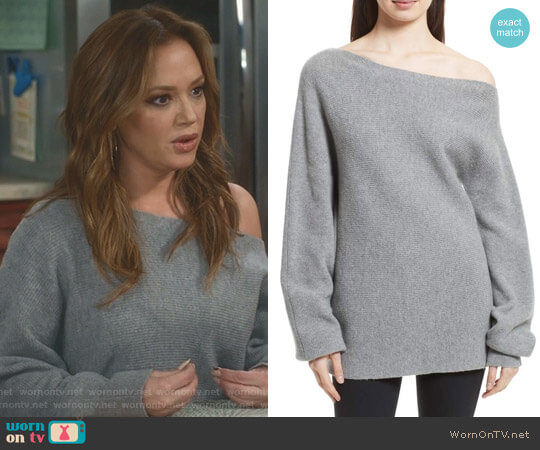 Theory One-Shoulder Merino Wool Sweater worn by Vanessa Cellucci (Leah Remini) on Kevin Can Wait