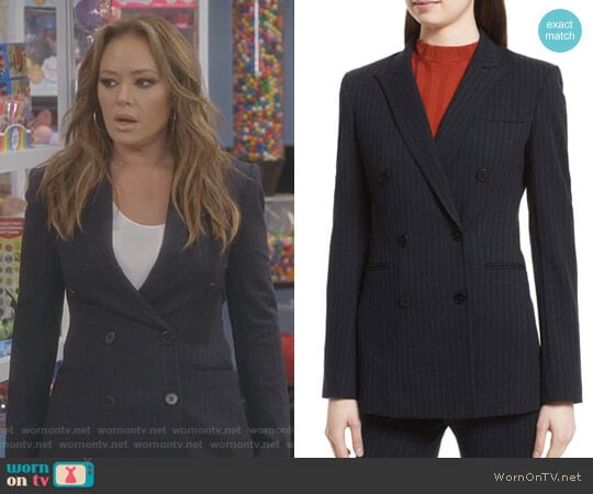 Theory Pinstripe Power Blazer worn by Vanessa Cellucci (Leah Remini) on Kevin Can Wait