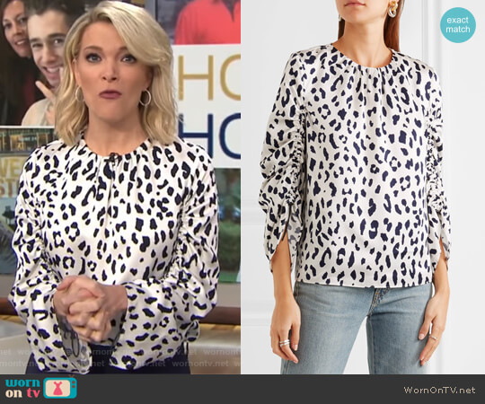 Tibi Leopard-print silk-satin blouse worn by Megyn Kelly on Today