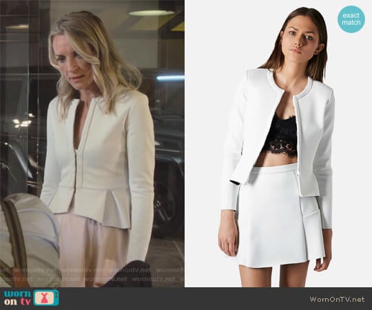 Topshop Bonded Peplum Jacket worn by Janet Stein (Ever Carradine) on Marvels Runaways