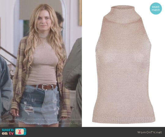 Topshop Sleeveless Metal Yarn High Neck Knitted Top worn by Karolina Dean (Virginia Gardner) on Marvels Runaways