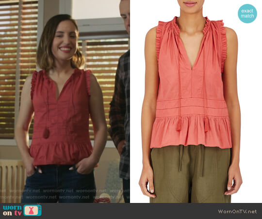 Ulla Johnson Cosette Sleeveless Blouse worn by Jennifer Short (Zoe Lister-Jones) on Life in Pieces