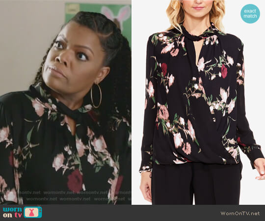 Vince Camuto Windswept Bouquet Printed Wrap Top worn by Dina Rose (Yvette Nicole Brown) on The Mayor