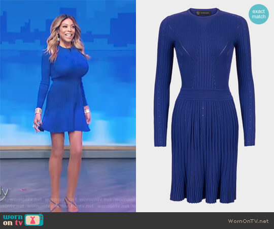 Versace Multi-Stitch Flare Knit Dress worn by Wendy Williams on The Wendy Williams Show