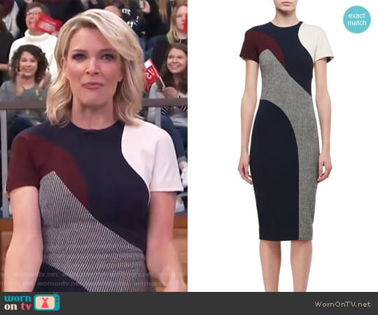 Victoria Beckham Short-Sleeve Patchwork Sheath Dress worn by Megyn Kelly on Today