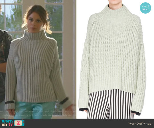 Victoria Beckham Wide-Ribbed Funnel-Neck Sweater worn by Cristal Flores (Nathalie Kelley) on Dynasty