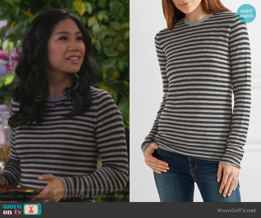 Vince Striped cashmere sweater worn by Eve Roberts (Liza Lapira) on 9JKL