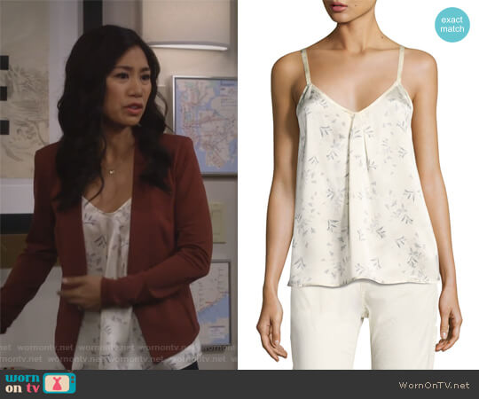 Vince Two-Tone Floral-Print Silk Camisole Top worn by Eve Roberts (Liza Lapira) on 9JKL