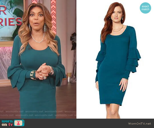 Wendy Williams HSN Collection Ruffle-Sleeve Scoop-Neck Dress worn by Wendy Williams on The Wendy Williams Show