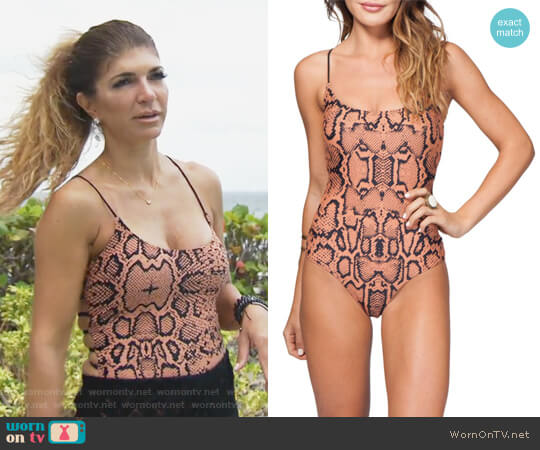Rip Curl Wild One Snake Print One-Piece Swimsuit worn by Teresa Giudice on The Real Housewives of New Jersey