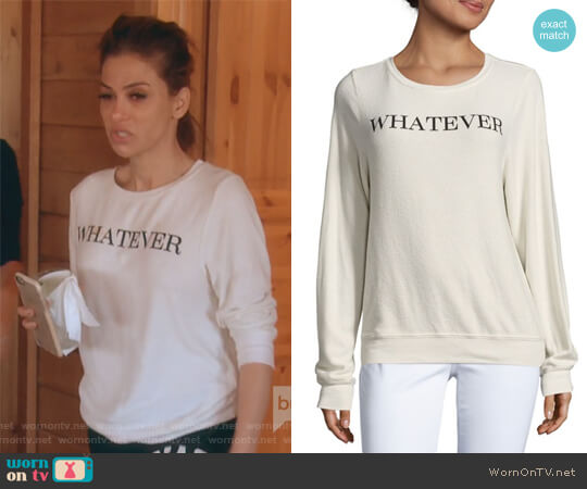Wildfox Solid Letter-Print Sweatshirt worn by Peggy Sulahian on The Real Housewives of Orange County
