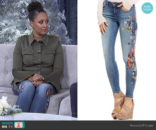 William Rast Embroidered Perfect Skinny Jeans worn by Tamera Mowry on The Real